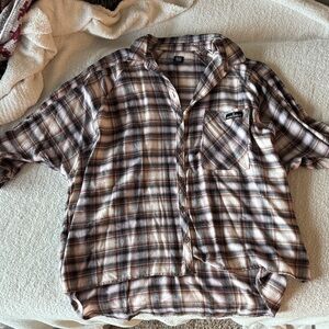 BDG Women's Plaid Button-Down Shirt - Brown and Black